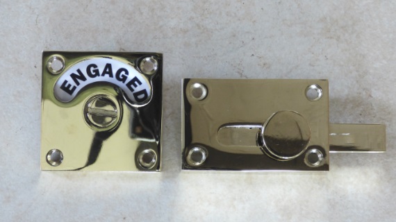 正方形型の表示錠（ゴールド色メッキ加工）